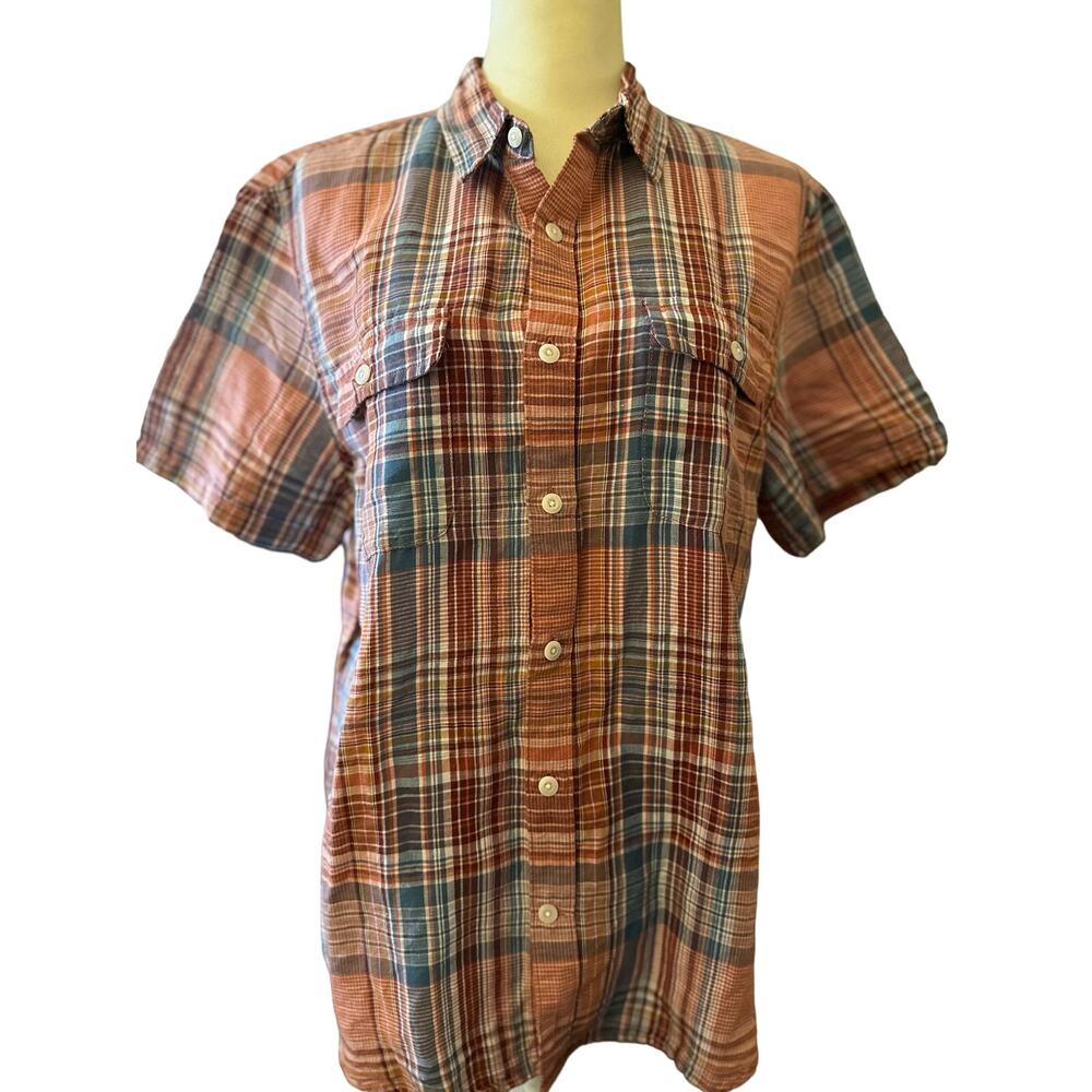 Lucky Brand Linen Plaid Short Sleeve Shirt, Men's Size Medium, NWT